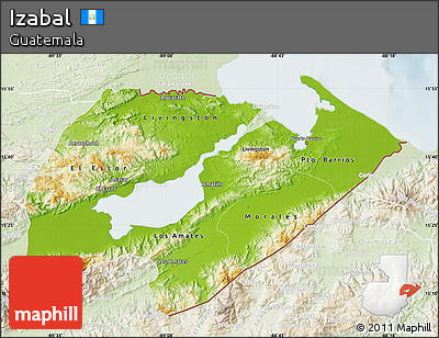 Physical Map of Izabal, lighten