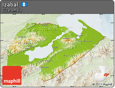 Physical Map of Izabal, lighten