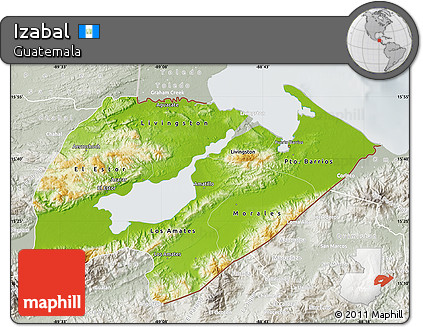 Physical Map of Izabal, lighten, semi-desaturated