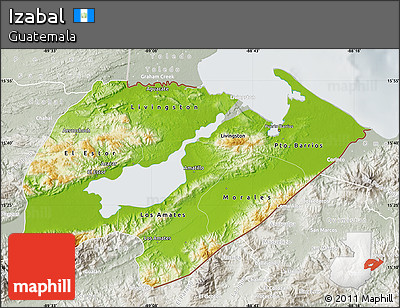 Physical Map of Izabal, lighten, semi-desaturated