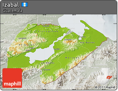 Physical Map of Izabal, lighten, semi-desaturated