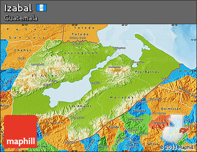 Physical Map of Izabal, political outside