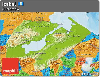 Physical Map of Izabal, political outside