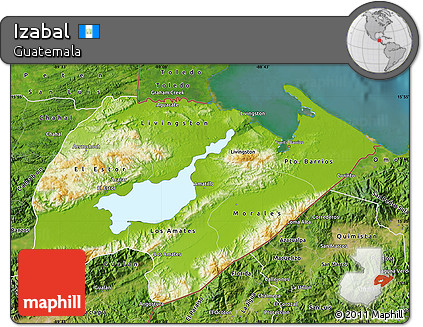 Physical Map of Izabal, satellite outside