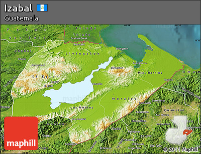 Physical Map of Izabal, satellite outside