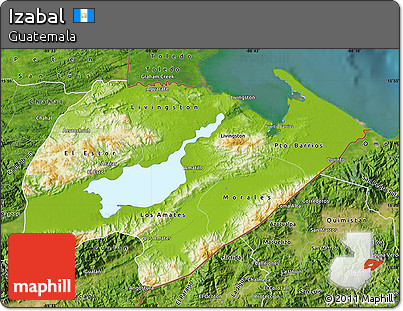 Physical Map of Izabal, satellite outside