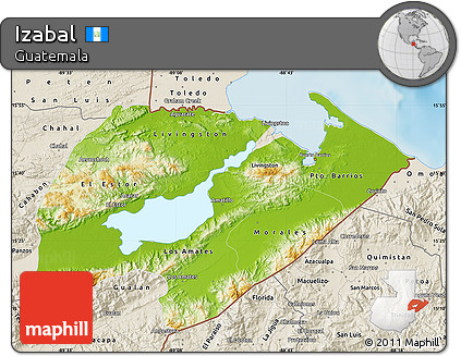 Physical Map of Izabal, shaded relief outside