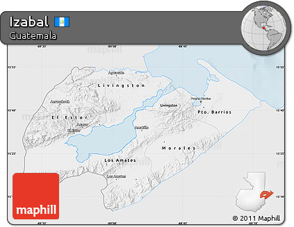 Silver Style Map of Izabal, single color outside