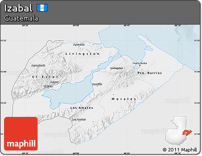 Silver Style Map of Izabal, single color outside