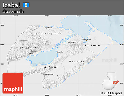 Silver Style Map of Izabal, single color outside
