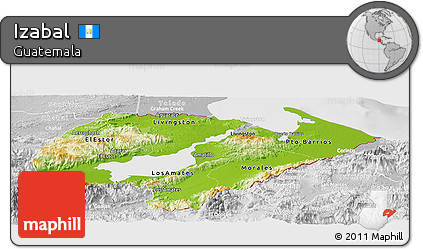 Physical Panoramic Map of Izabal, lighten, desaturated