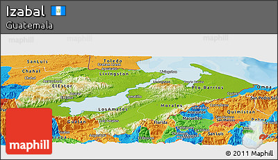 Physical Panoramic Map of Izabal, political outside