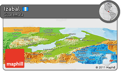 Physical Panoramic Map of Izabal, political shades outside