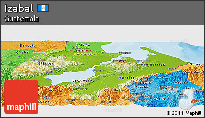 Physical Panoramic Map of Izabal, political shades outside