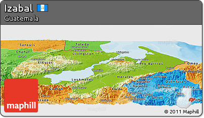 Physical Panoramic Map of Izabal, political shades outside