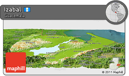 Physical Panoramic Map of Izabal, satellite outside