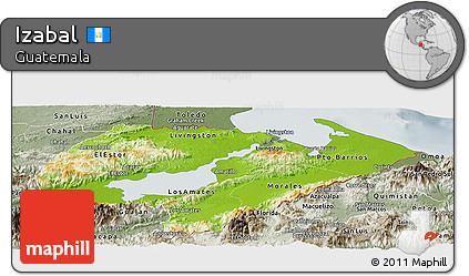 Physical Panoramic Map of Izabal, semi-desaturated