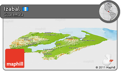 Physical Panoramic Map of Izabal, single color outside
