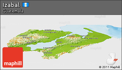 Physical Panoramic Map of Izabal, single color outside