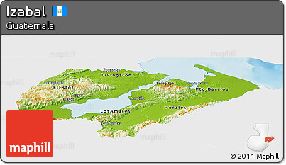 Physical Panoramic Map of Izabal, single color outside
