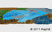 Political Shades Panoramic Map of Izabal, darken