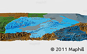 Political Shades Panoramic Map of Izabal, darken