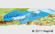 Political Shades Panoramic Map of Izabal, physical outside