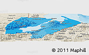 Political Shades Panoramic Map of Izabal, shaded relief outside