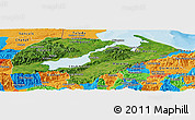 Satellite Panoramic Map of Izabal, political outside