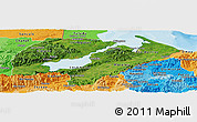 Satellite Panoramic Map of Izabal, political shades outside