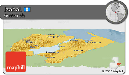 Savanna Style Panoramic Map of Izabal, single color outside