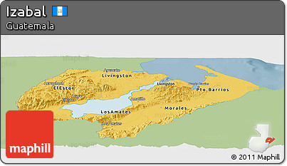 Savanna Style Panoramic Map of Izabal, single color outside
