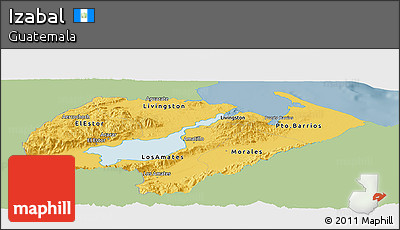 Savanna Style Panoramic Map of Izabal, single color outside