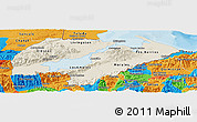 Shaded Relief Panoramic Map of Izabal, political outside