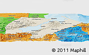 Shaded Relief Panoramic Map of Izabal, political shades outside