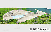 Shaded Relief Panoramic Map of Izabal, satellite outside