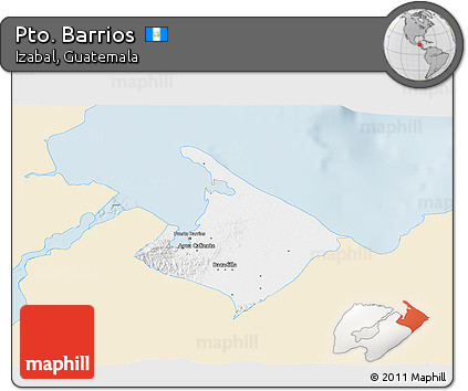 Classic Style 3D Map of Pto. Barrios, single color outside