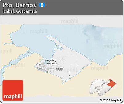 Classic Style 3D Map of Pto. Barrios, single color outside