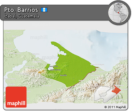 Physical 3D Map of Pto. Barrios, lighten