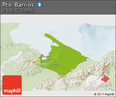 Physical 3D Map of Pto. Barrios, lighten