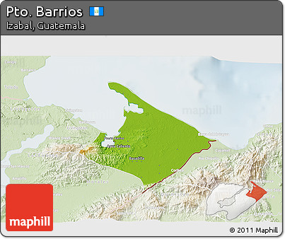 Physical 3D Map of Pto. Barrios, lighten