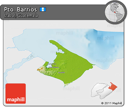 Physical 3D Map of Pto. Barrios, single color outside