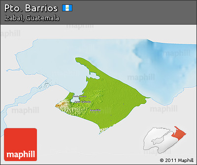 Physical 3D Map of Pto. Barrios, single color outside