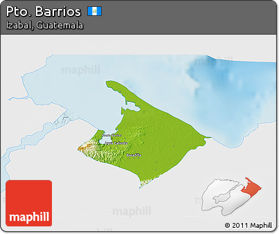 Physical 3D Map of Pto. Barrios, single color outside