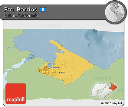 Savanna Style 3D Map of Pto. Barrios, single color outside