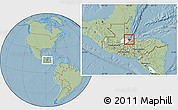 Savanna Style Location Map of Pto. Barrios, highlighted parent region, hill shading