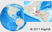 Shaded Relief Location Map of Pto. Barrios, highlighted country, highlighted parent region