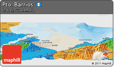 Shaded Relief Panoramic Map of Pto. Barrios, political outside