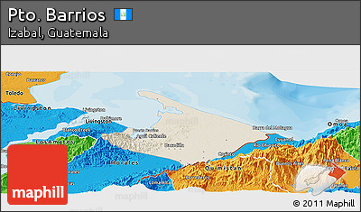 Shaded Relief Panoramic Map of Pto. Barrios, political outside