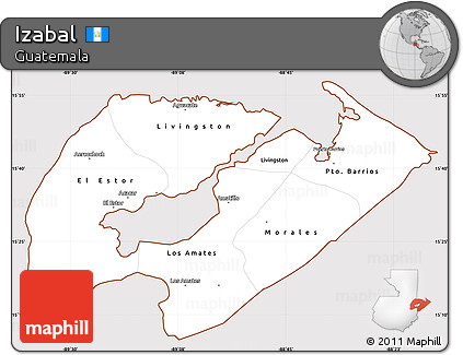 Classic Style Simple Map of Izabal, cropped outside